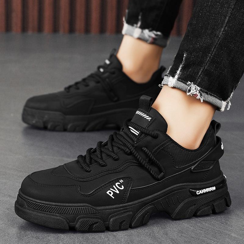 Autumn and Winter Leather Martin Shoes Men's Outdoor Tooling Men's Shoes 2024 New Casual Low-top Trendy Shoes Men's Height Increase