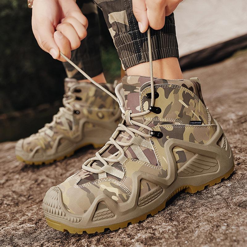 

Men s Mid-Cut Lightweight Breathable Non-Slip Camouflage Hiking Shoes - All-Season Wear-Resistant Trail Footwear Size 39