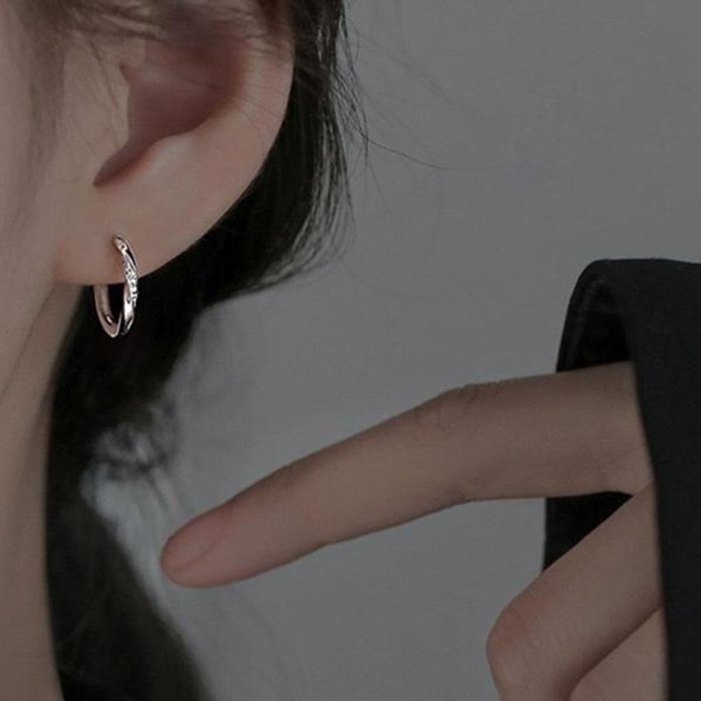 Women's Niu Ring One-Touch Silver Daily Earrings