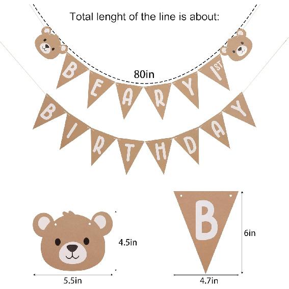 Beary 1st Birthday Banner - Neutral Bear Theme Party Banner, Boy Decoration, My Beary Birthday Banner
