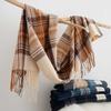 Maillard Coffee Color Imitation Cashmere Scarf Women's Versatile Thickened Autumn and Winter Splicing Warm New Plaid Scarf