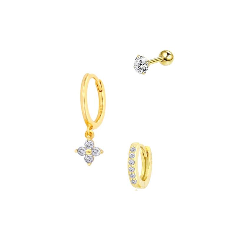 New Design Stainless Steel Cubic Zirconia Chain Hoop Earring For Women Star Moon Pendant Cartilage Earring Piercing Jewelry