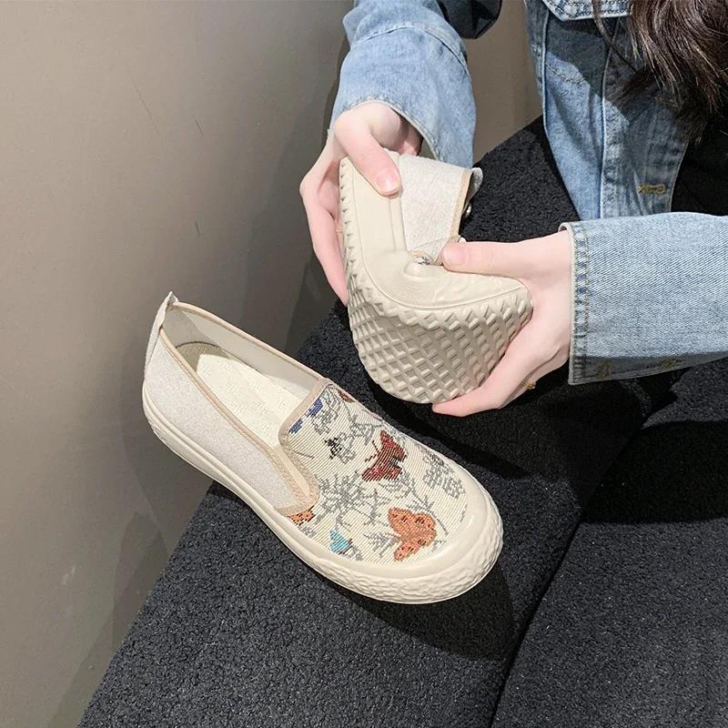 Women Embroidered Shoes Lazy Cloth Shoe Flat Shoes Wedding Shoes for Women Flats Beach Flats for Women Zapatillas