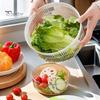 Food Grade Vegetable Strainer Salad Spinner, Manual Quick Drying Fruit Washer, Multi Functional with Large Capacity Spinner Slicing Blade Design,