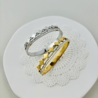 Titanium Steel Diamond Clover Bracelet Vacuum Electroplated Double Layer Clover Bracelet Simple and Light Luxury Handpiece