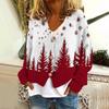 Women's Fashion Short Coat Casual Long Sleeve Printed Single Breasted Plush Top