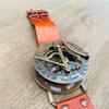 Antique Brass Sundial Engraved Compass, Wrist Brass Sundial Compass  Wrist Watch with Leather Case