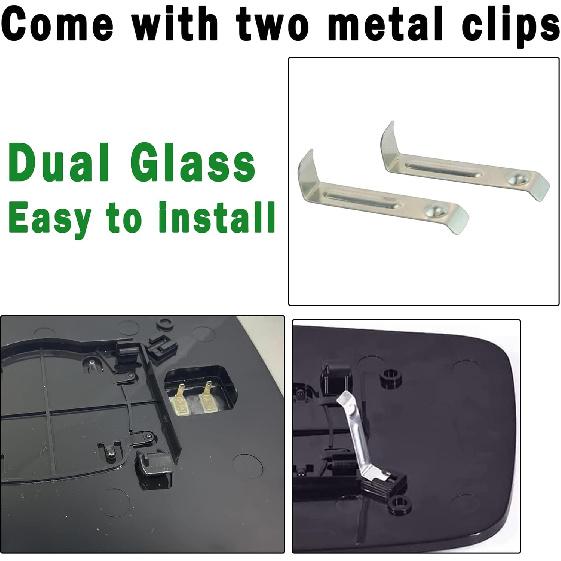 Ram Passenger Right Side Heated Mirror Glass Compatible With 2009-2018 Dodge Ram 1500 2500 Right Power Heated Convex Mirror Glass 68050298AA,