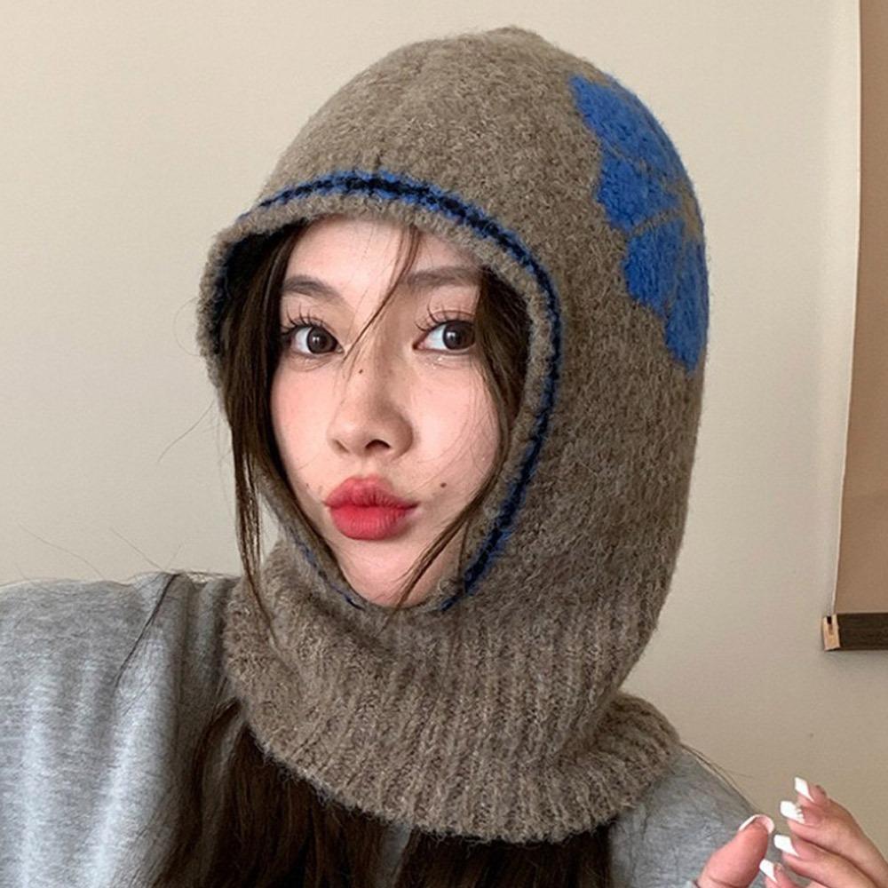 Winter Warm Knitted Balaclavas Ear Protection Neck Warmer Masked Cap Windproof Headgear Pullover Cap Men Women