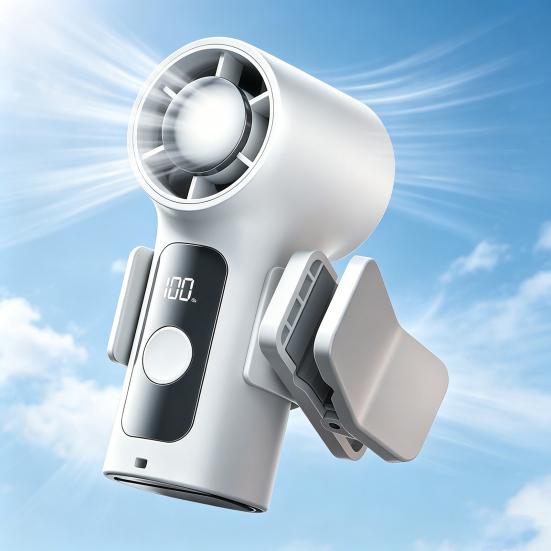 Mini Portable Clip-on 6 Speed with Detachable Fan LED Display Cooling Fan Clip
