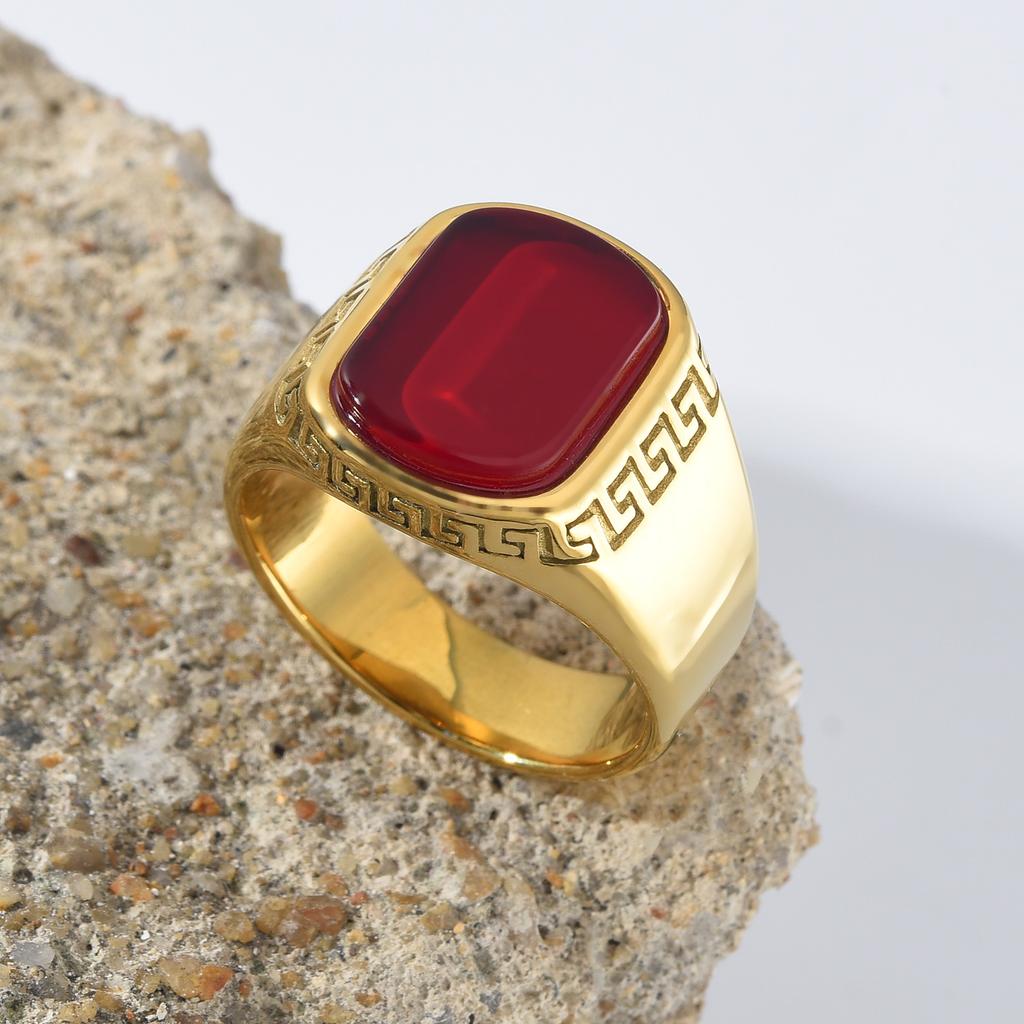 R3509 Men's High Quality 316LStainless Steel Onyx Gild Rings Classic  Trend Jewelry Product