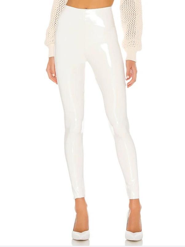 Symphony mirror PU leather pants women's autumn and winter new high-waisted tight elastic leggings outer wear