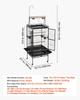 Bird Cage, 830 x 790 x 2100 mm, Open Flat Top, Wrought Iron Bird Flight Cage with Perches, Slide-Out Tray, Plastic Feeders, for Cockatiel, Monk