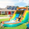 Toboggan aquatique gonflable Fiesta Tropicale Palmier en PVC Commercial pour Adultes et Enfants avec Grande Piscine à Éclaboussures, Souffleur