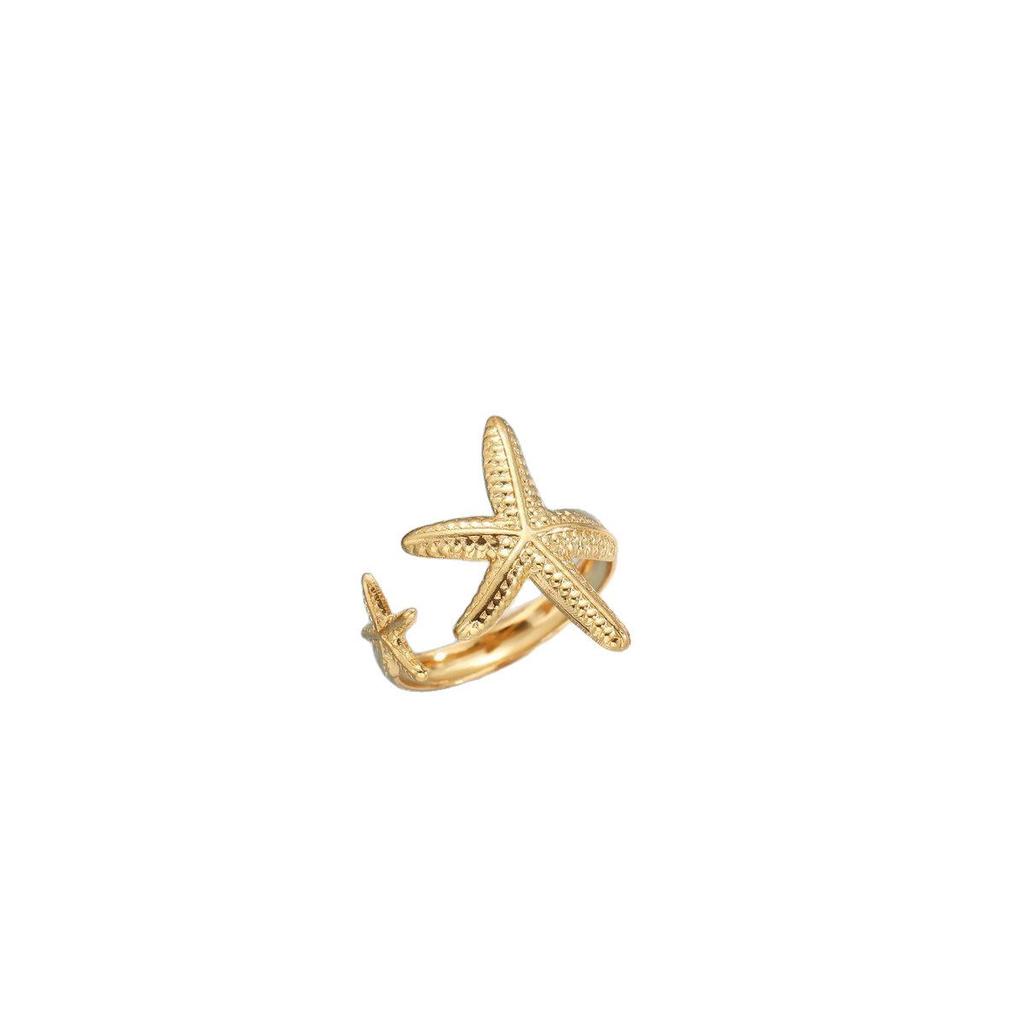 Starfish & Shell Adjustable Ring Set – Ocean Vacation Style for Women