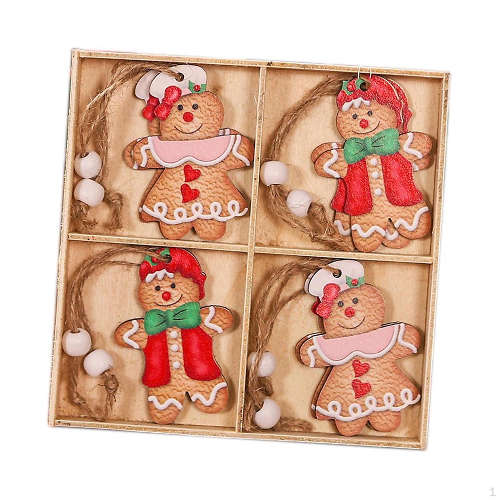 12 Pieces Christmas Wooden Hanging Ornaments Craft Embellishments Pendant Decoration for Year