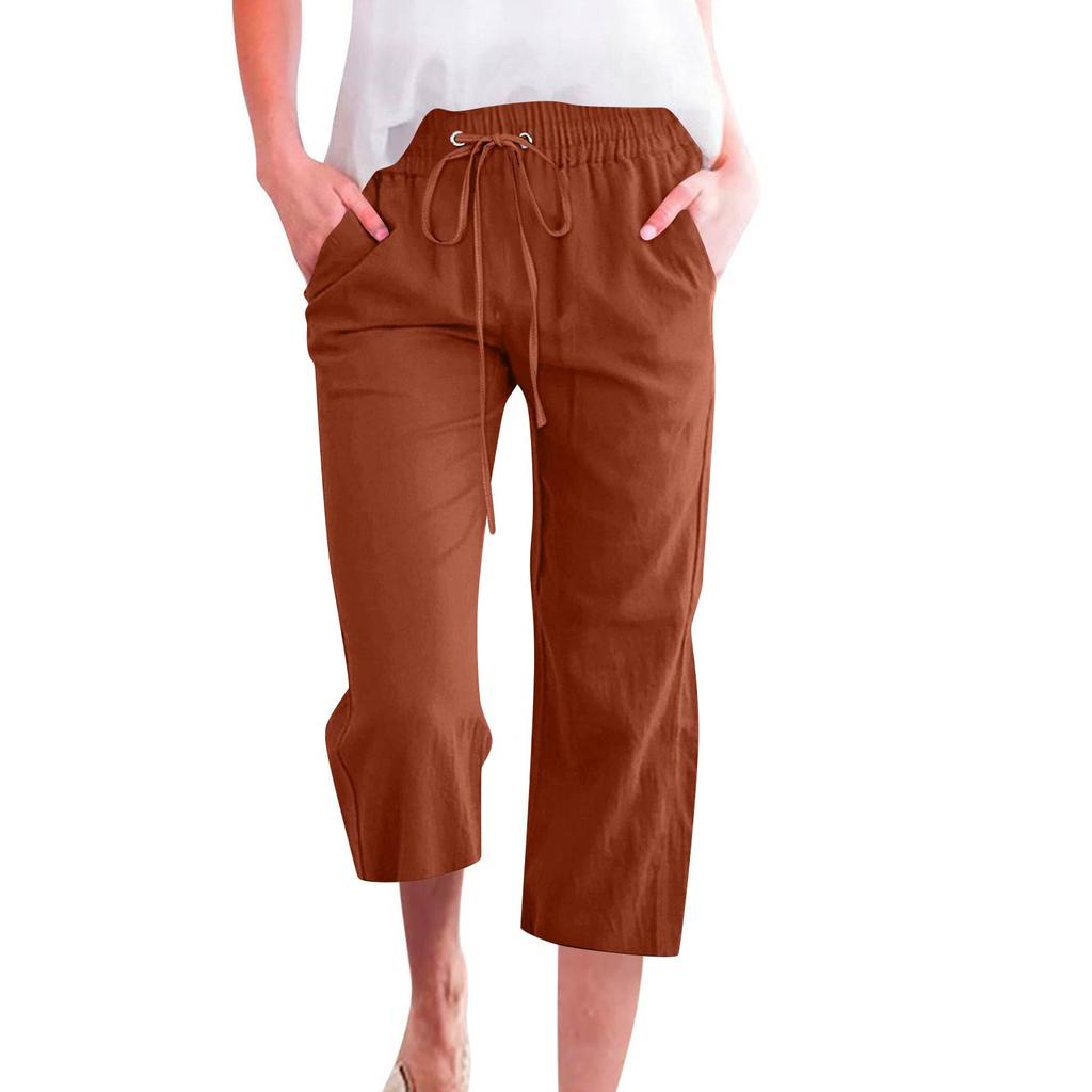 Women's Casual And Fashionable Solid Color Loose Pants With Pocketes
