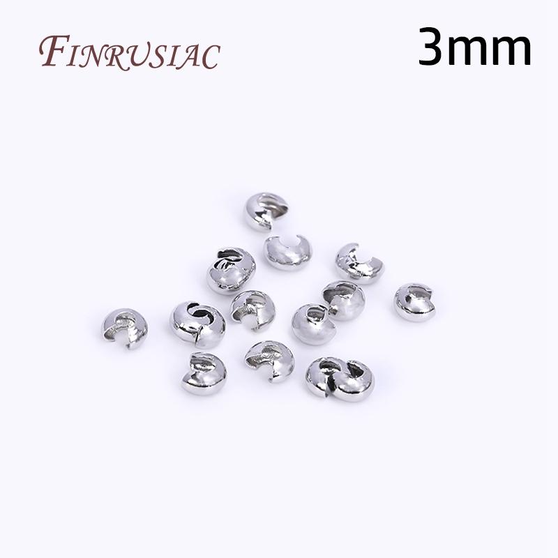 50Pcs/Lot 18K Gold Plated Open Crimp Beads,Round Covers Crimp End Beads,Stopper Beads For DIY Jewelry Making Accessories