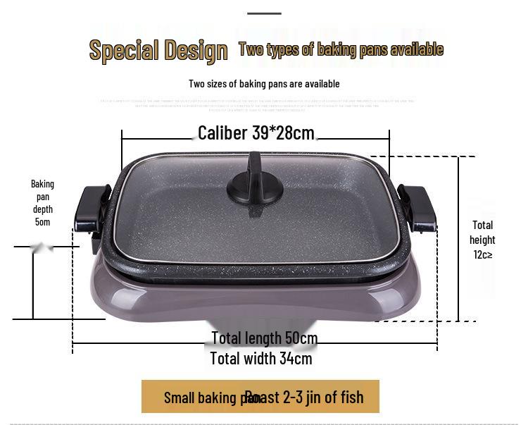 Electric Griddle: Multi-Functional Large Plug-in Grill for Paper-Wrapped Fish & BBQ