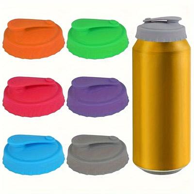6pcs Multi-Color Silicone Soda Can Lids, 2.5-inch Reusable Leakproof Covers For Standard Soda/Beer Cans, Outdoor Beverage Freshness Seal Caps