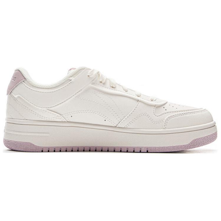 New LiNing Tianji Slip Resistant Cushioning Abrasion Resistant Lightweight Low Top Skateboard Shoes Women's White Purple AGCV090-3