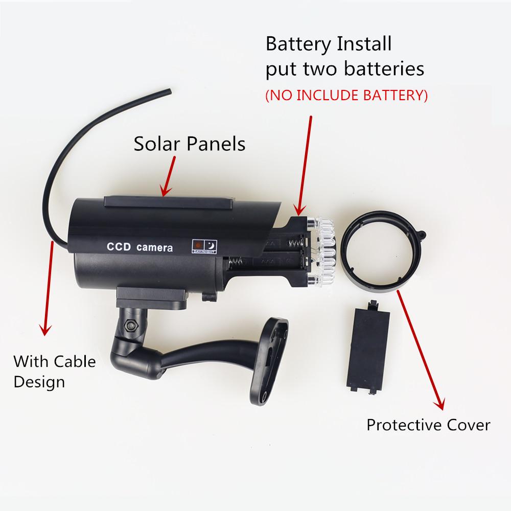 Fake Camera Solar Power Outdoor Simulation Dummy Camera Waterproof Security CCTV Surveillance Bullet With Flashing LED Light