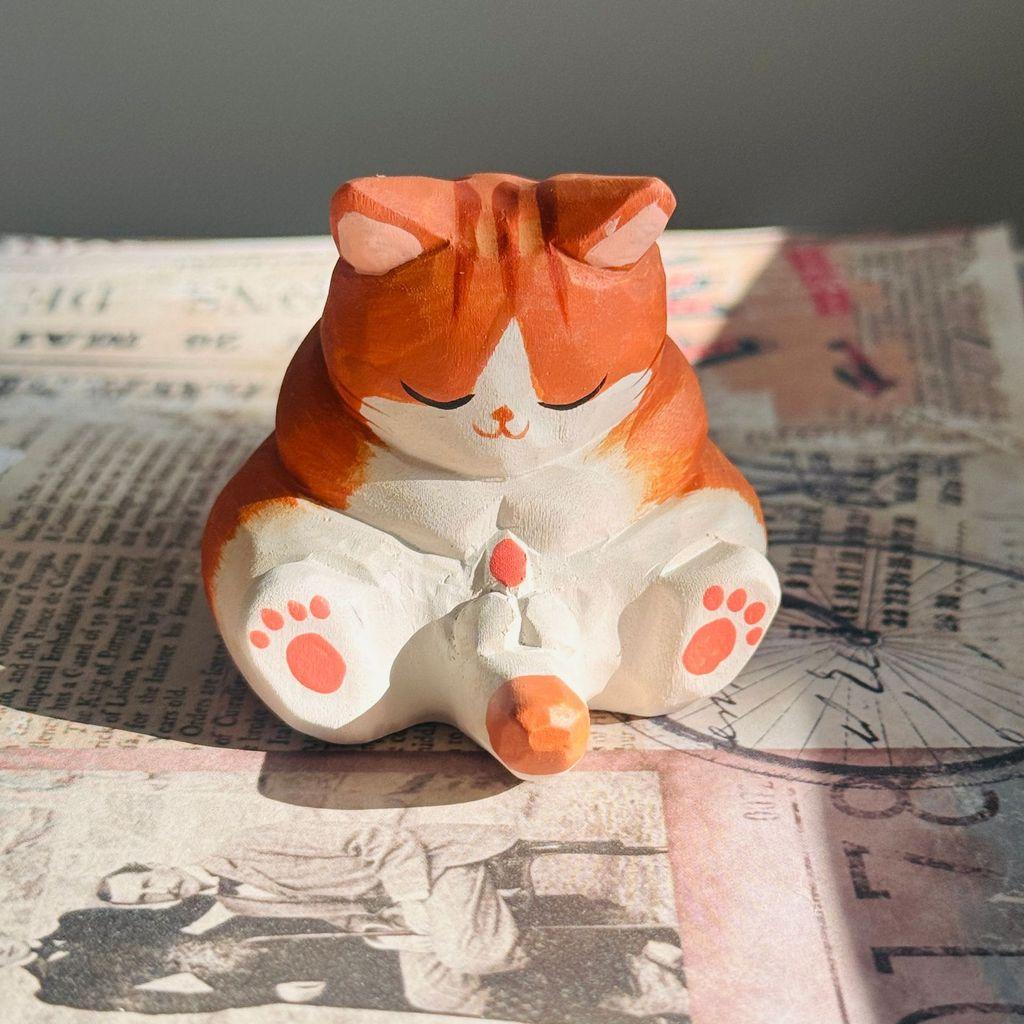 

Wooden Cat Sculpture Modern Art Gift For Birthday And Holiday Celebrations помаранчевий