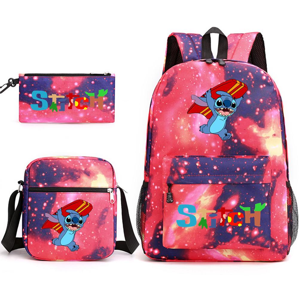 Interstellar Baby Stitch Three-Piece School Bag Cartoon Peripheral Printed Polyester Backpack Student School Bag Leisure Bag