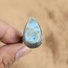 Birthday Gift For Her Natural Larimar Promise Vintage Ring Size 7.75 925 Silver