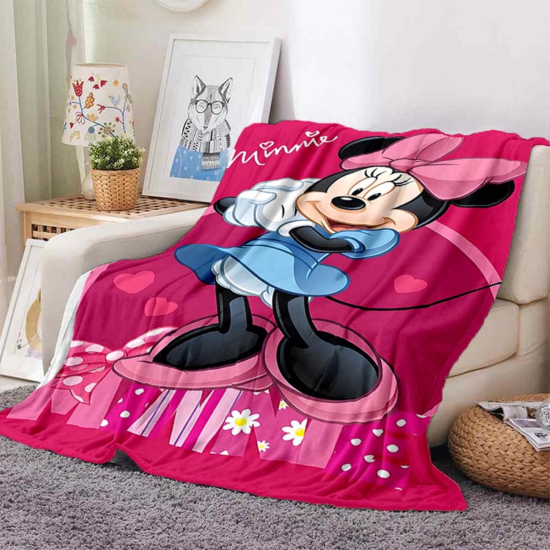 6 Sizes Warm Soft Disney Cute Minnie Cartoon Blanket Fluffy Children and Adults Luxury Gifts for Home Travel Camping Picnic