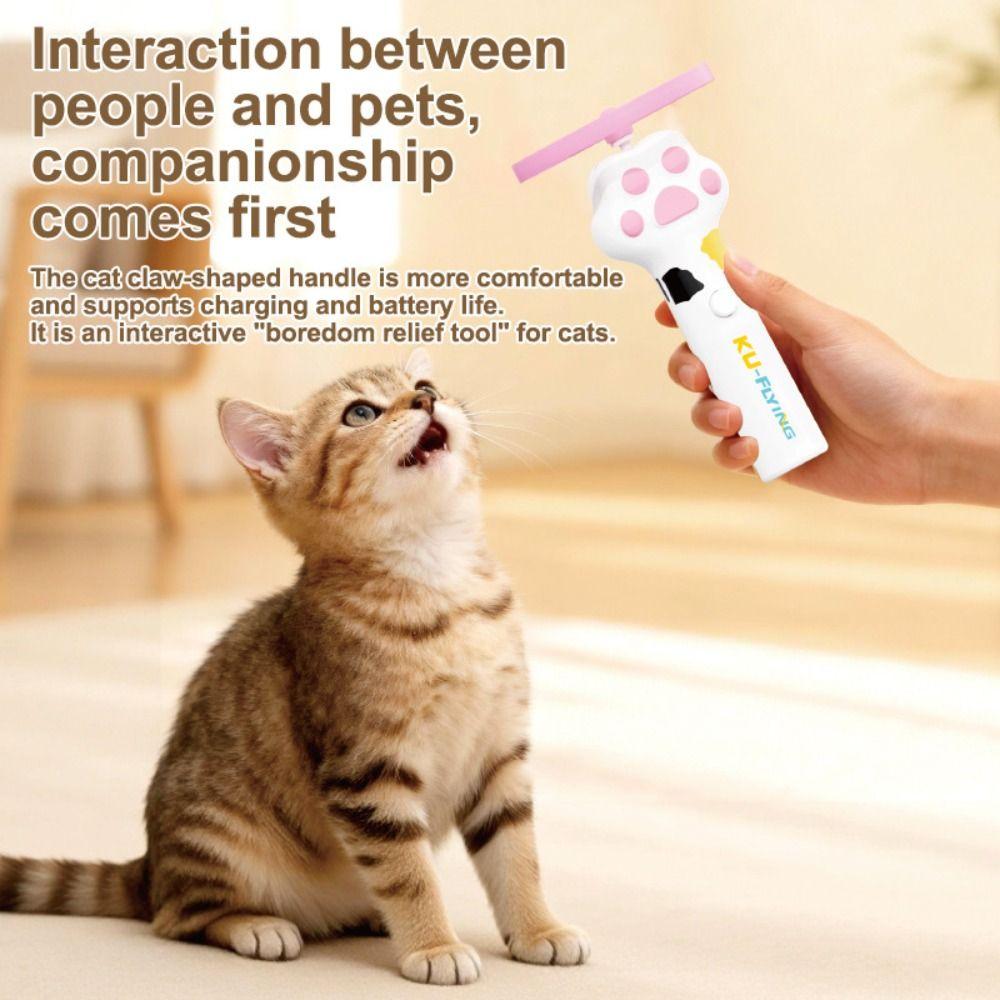 Electric Cat Flying Disc USB Rechargeable with 6 Flying Discs Kitten Flying Saucer Rotation Glow Flying Disc Launcher