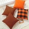 Neues Halloween Kissen Polyester Baumwolle Orange Schwarz Karomuster Kissenbezug Zuhause Sofa Kissen Kissenbezug