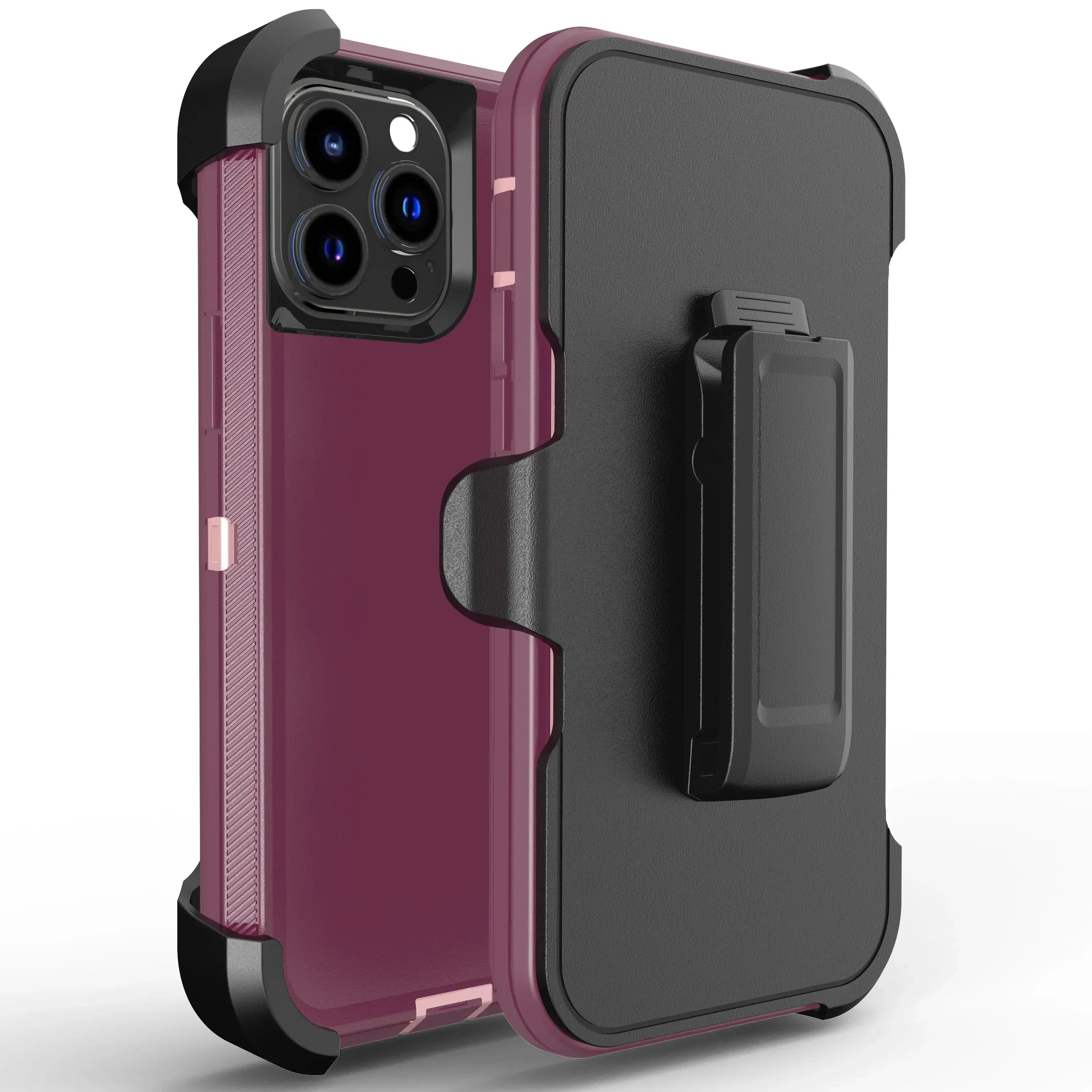 

3IN1 Heavy Duty Armor Otter Case Box для iPhone 16 14 13 12 11 15 Pro Max Xs Max XR X XS SE 6 7 8 Plus Otter Case Box с защитным чехлом для ремня for iphone 16pro max розовый фуксии