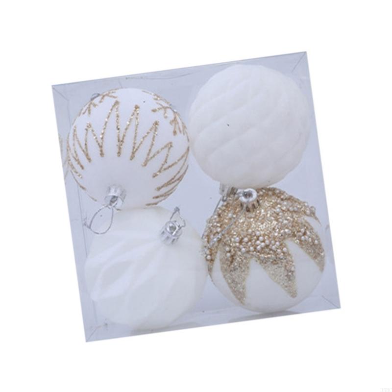 4Pcs Shimmering Christmas Baubles Shatterproof Christmas Ball Hangings Ornament For Tree Wreath Holiday Decoration