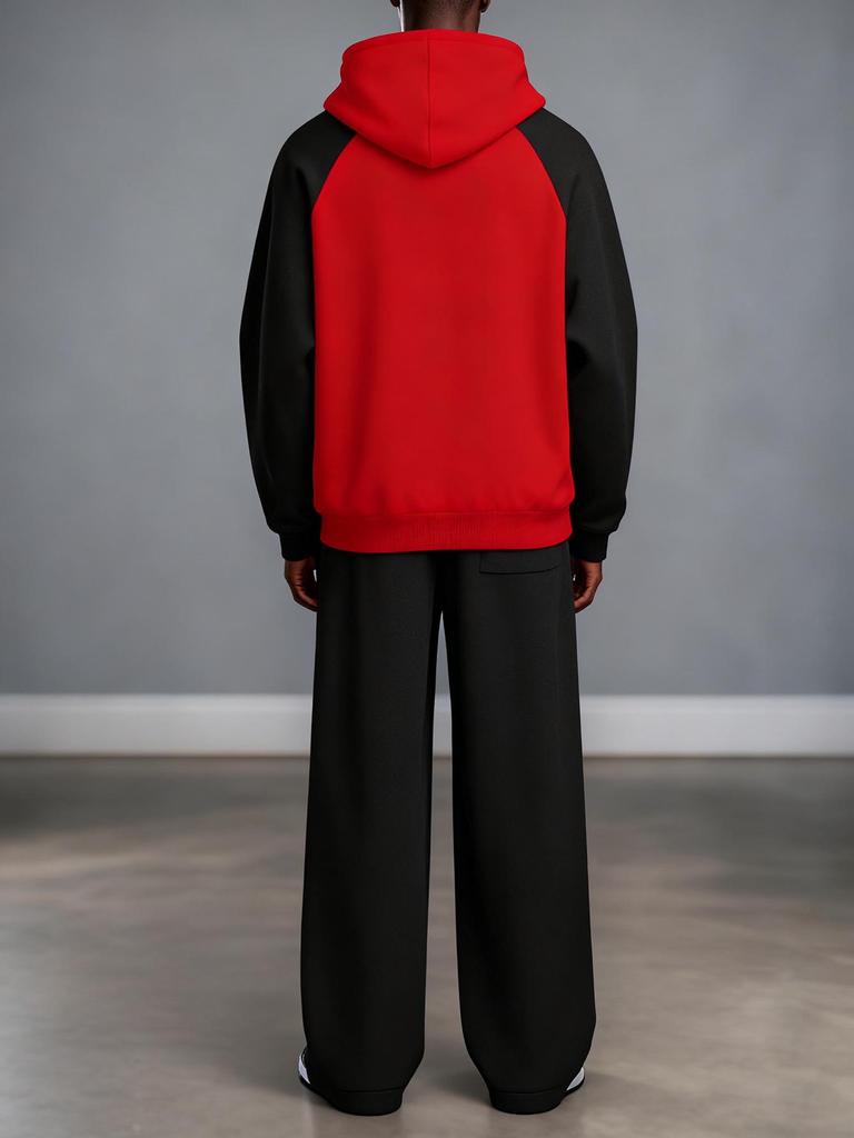 Men's Plus Size Color Block Hoodie and Sweatpants Set - Autumn/Winter Collection