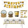 Disposable Paper Plates Cups Napkins And Tablecloth Set Excavator Themed Birthday Party Supplies
