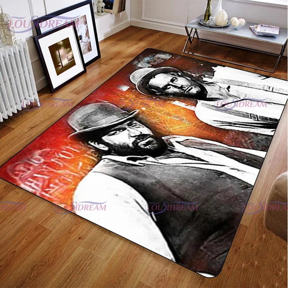 Creative Classic Game Bud Spencer und Terence Hill Teppich für Wohnzimmer, Schlafzimmer, Zuhause, dekorative rutschfeste Bodenmatte 40cm x 60cm