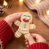Decorative Key Ring Gingerbread Man Keychain with Movable Joints, 3D Printed Christmas Ornament Gift for Kids Backpacks Keys, Cute Festive Accessory