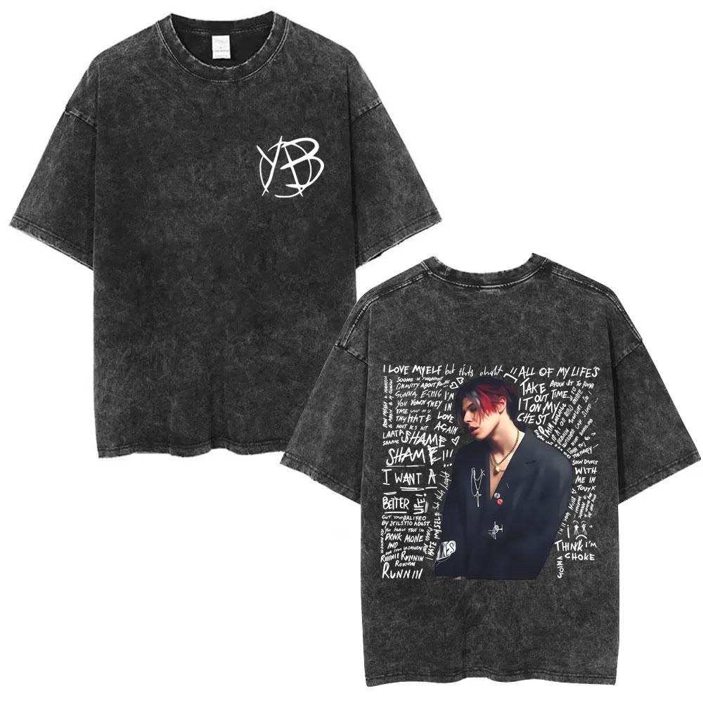 Gewaschenes Vintage Rockmusiker Yungblud Tour T-Shirt Herren Damen Retro Mode T-Shirt Männlich Lässig Übergroße T-Shirts Streetwear