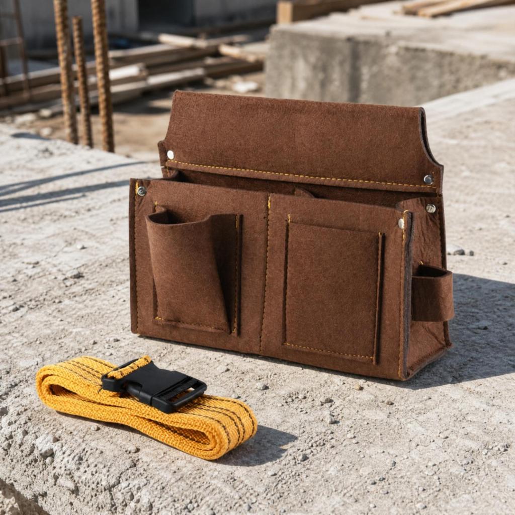 Waist-Mounted Tool Pouch Adjustable with Waist Belt for Woodworking