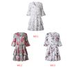 3/4 Sleeve Summer Dress Women Summer Dress Strappy V-Neck Ruffle Hem Dress