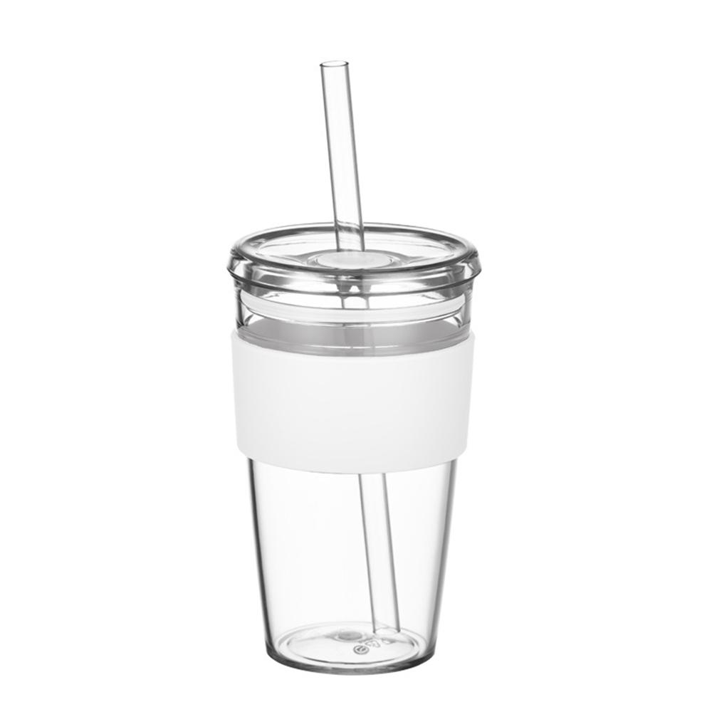 450ml Tritan Straw Cup Water Bottle Coffee Mug with Sleeve Portable Drinkware for Home/Office (No FDA, BPA-Free)