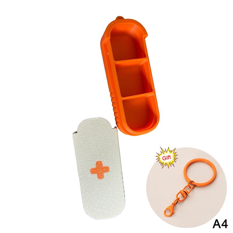 M-3 Compartment Sliding Pill Box With Keychain Sliding Lid Pill Holder Portable Travel Daily Medication Management