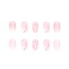 24 Pieces Artificial Nail Short Almond Styles Press on Nail Glitters Floral Patterns False Nail For Various Occasion