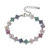 Colorful CZ Stone Copper Bracelet And Necklace Set With Lobster Clasp Adjustable Minimalist Romantic Jewelry