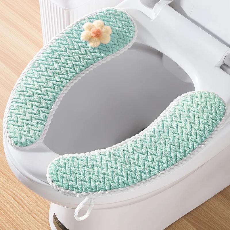 Four Seasons Universal Toilet Seat Cushion Thickened Toilet Seat Cover Home Use Toilet Mat Washable Bathroom Seat Cover