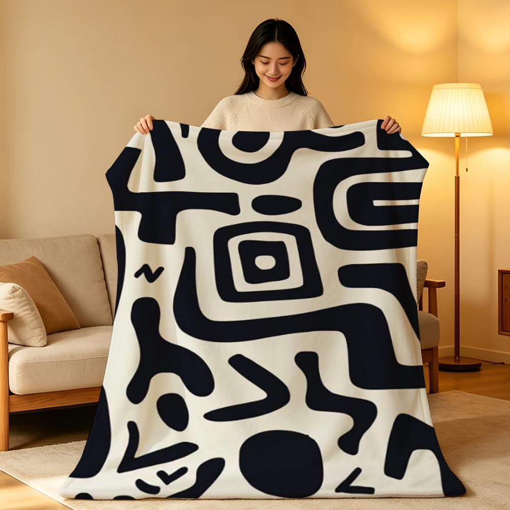 Art African Style Fabric Print Throw High-Density Short Plush Blanket Soft Skin-Friendly for Sofa Nap Air-Conditioned Room