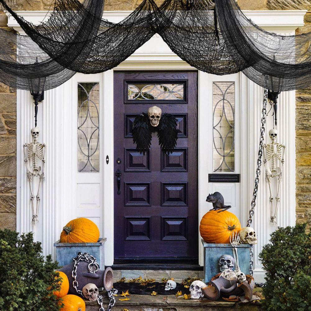 Tissu en Gaze Décorative Noir pour Halloween Multi-Scène Décoration de Porte et Murale Pour Maison Hantée