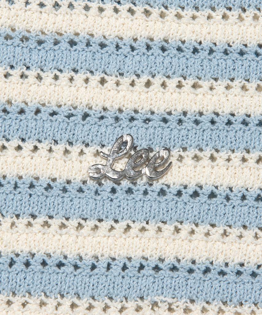 LEE Women'S Scalloped Stripe Knit Light Blue