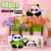 48pcs Sunflower Shape Panda Shakes Neutral Pen Comfortable Grip Stationery School Office Supplies Student Prize Gift Writing Tools Holiday Gift Novelt